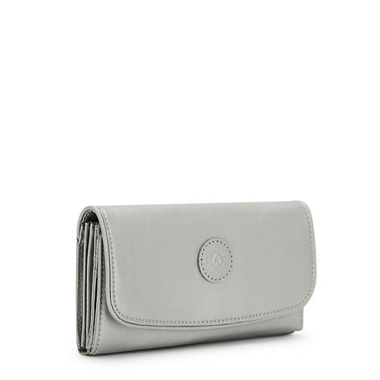 Portfele Kipling Money Land Metallic Snap Wallet Srebrne | PL 1036WN